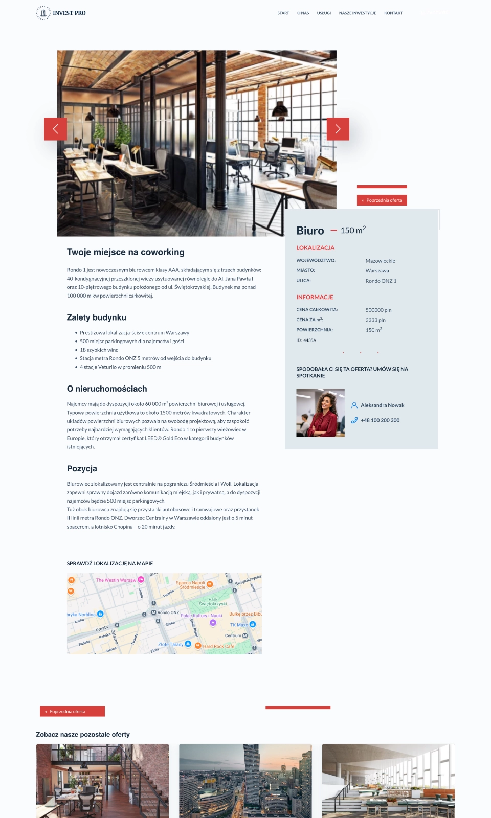 Invest Pro pojedyncza oferta wiolipcreates projektowanie stron internetowych landing page