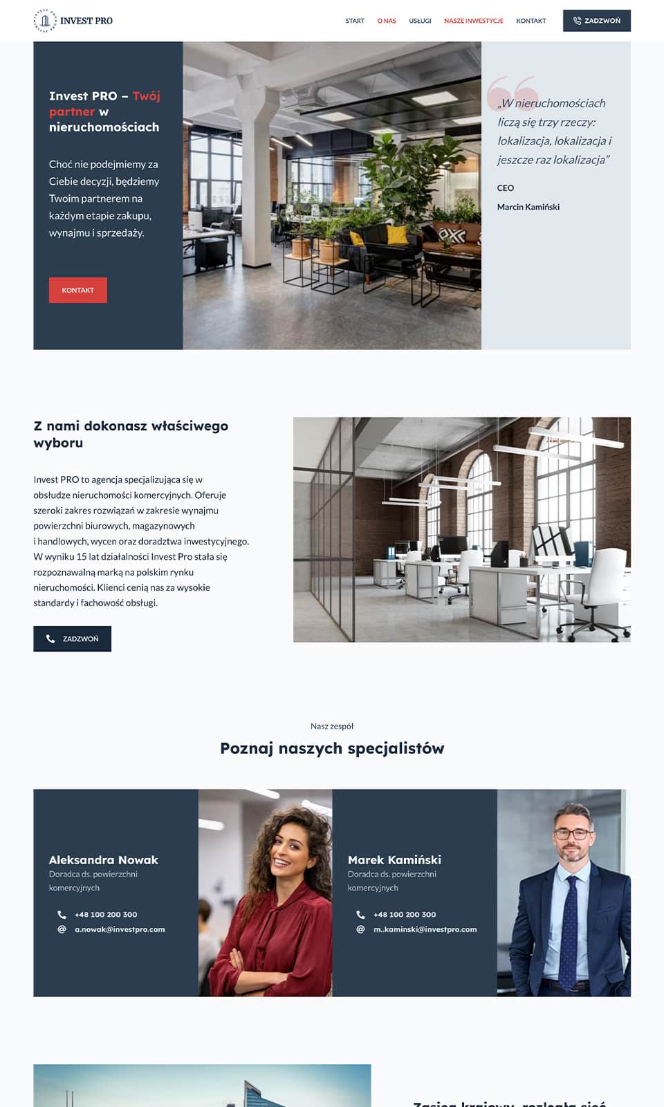  Invest Pro o nas wiolipcreates projektowanie stron internetowych landing page