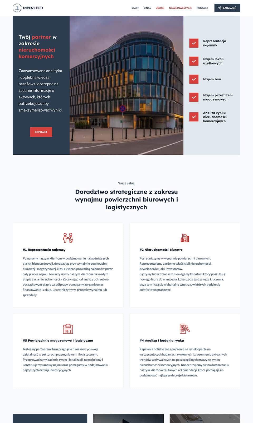 Invest Pro oferta wiolipcreates projektowanie stron internetowych landing page