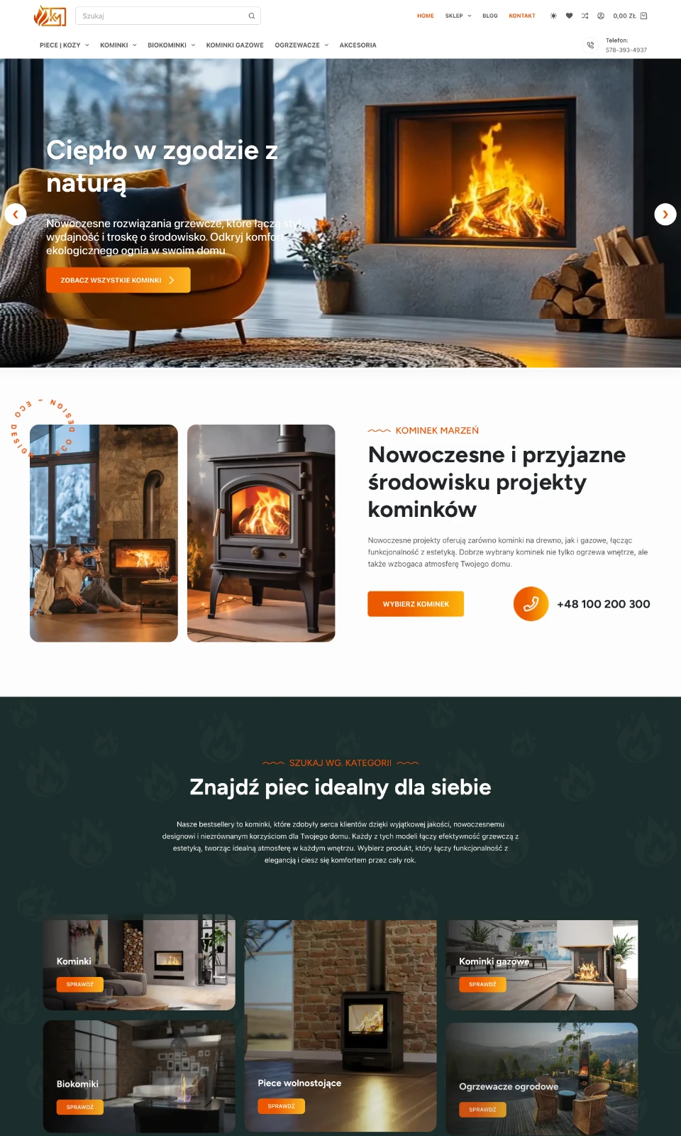 Kominek Marzeń wiolipcreates projektowanie stron internetowych landing page