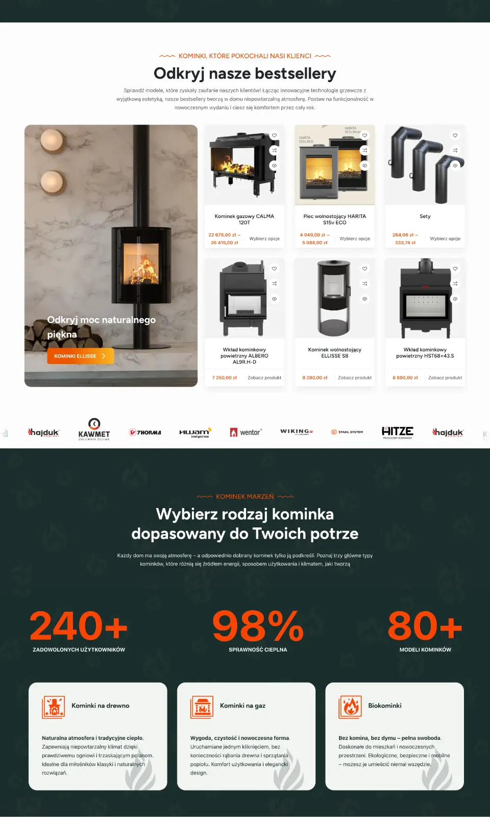 Kominek Marzeń wiolipcreates projektowanie stron internetowych landing page
