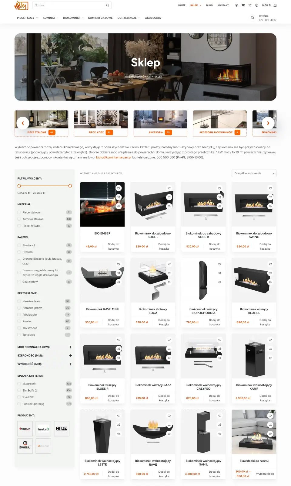Kominek Marzeń sklep www wiolipcreates projektowanie stron internetowych landing page