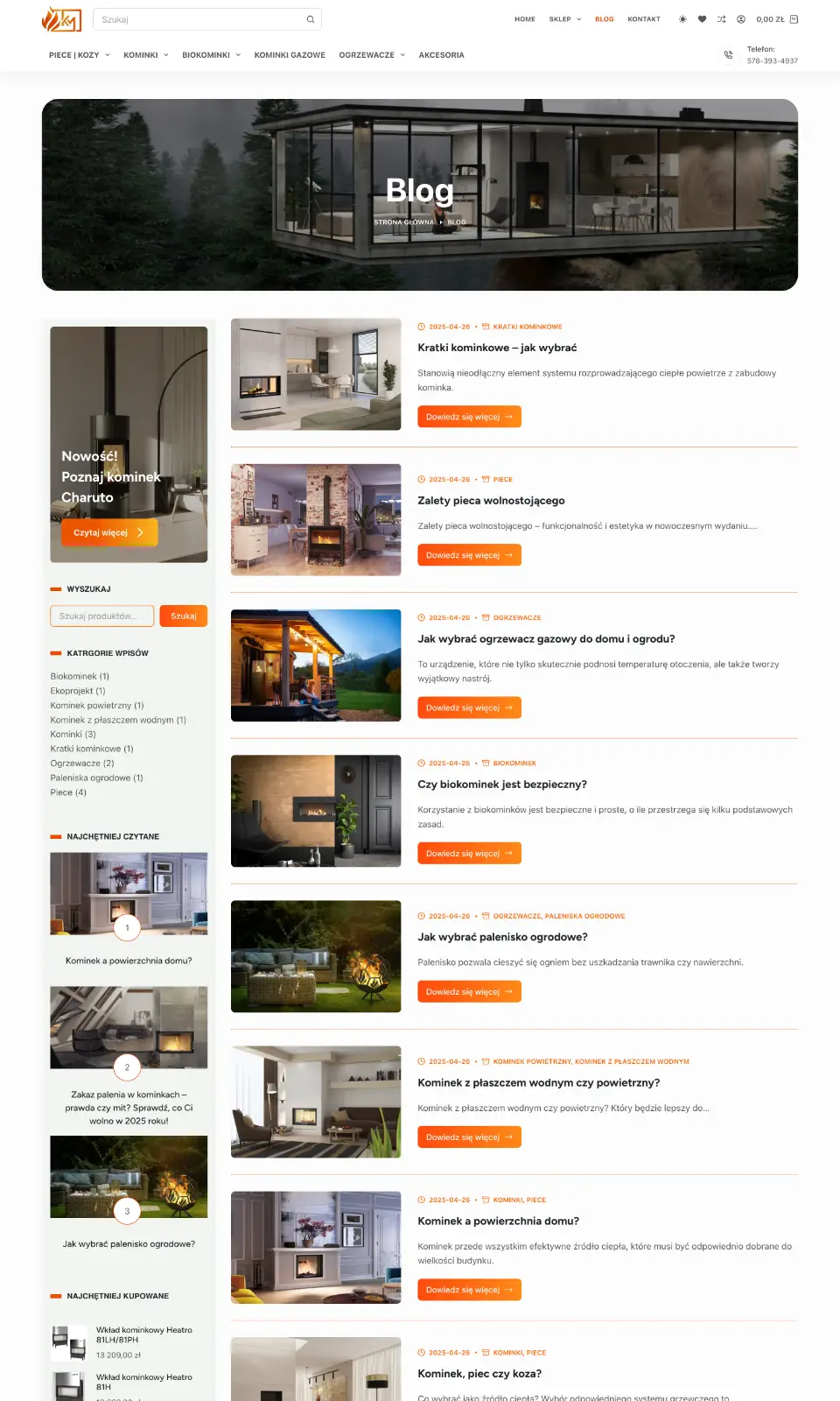 Kominek Marzeń blog wiolipcreates projektowanie stron internetowych landing page