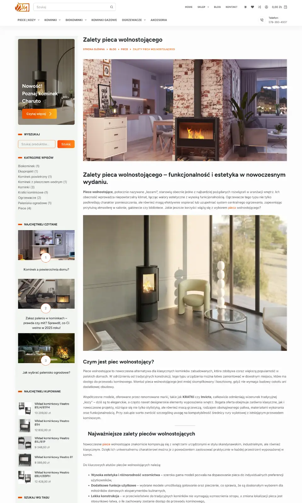 Kominek Marzeń pojedynczy wpis wiolipcreates projektowanie stron internetowych landing page