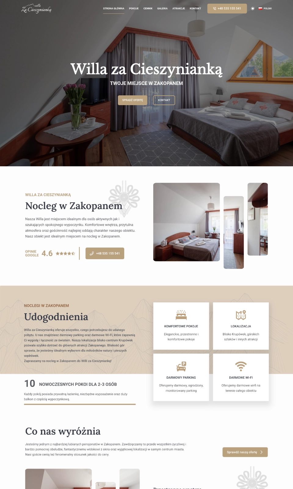 Willa za Cieszynianką  wiolipcreates projektowanie stron internetowych landing page