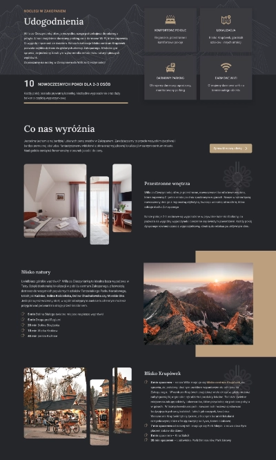 Willa za Cieszynianką  wiolipcreates projektowanie stron internetowych landing page wersja ciemna